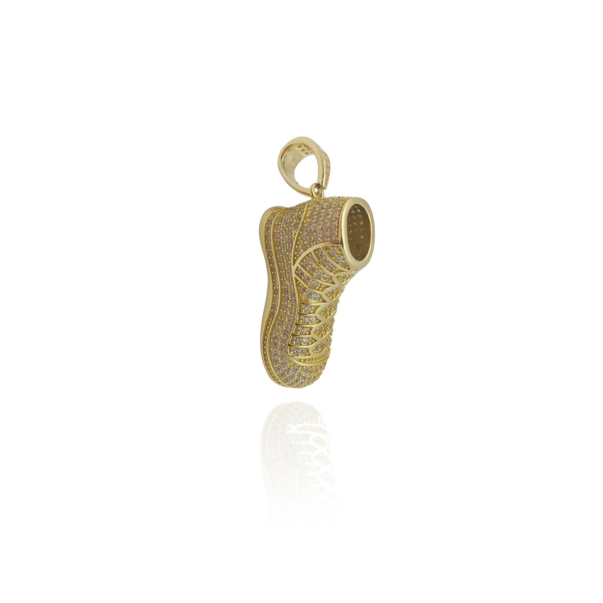 Iced-Out High-Top Sneaker Shoe Pendant (Silver)