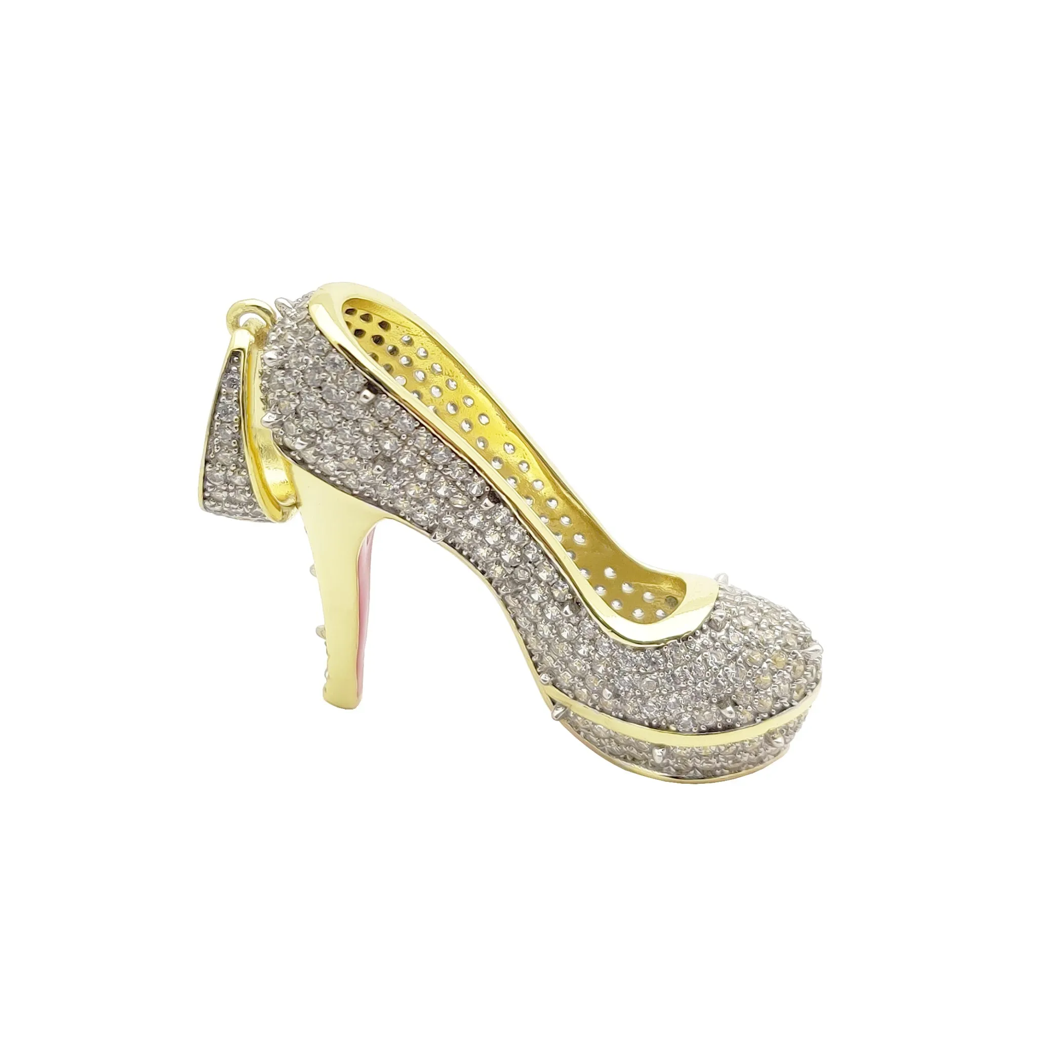 Iced-Out Stiletto/High-Heel Pendant CZ (Silver)