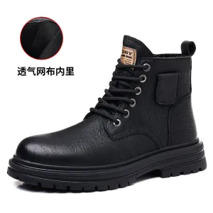 INSTOCK-Men's retro style high top leather shoes Martin boots.