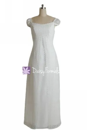 Ivory Lace Wedding Dress Bridal Party Dress Square Lace Bridal Gown (Colina)