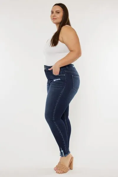 Kancan Cat's Whiskers Raw Hem High Waist Jeans