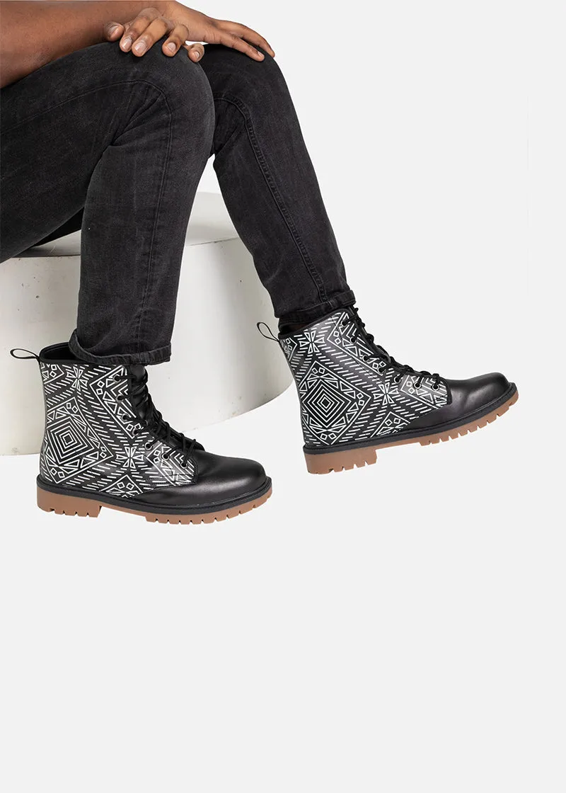 Kazi African Print Leather Lightweight boots