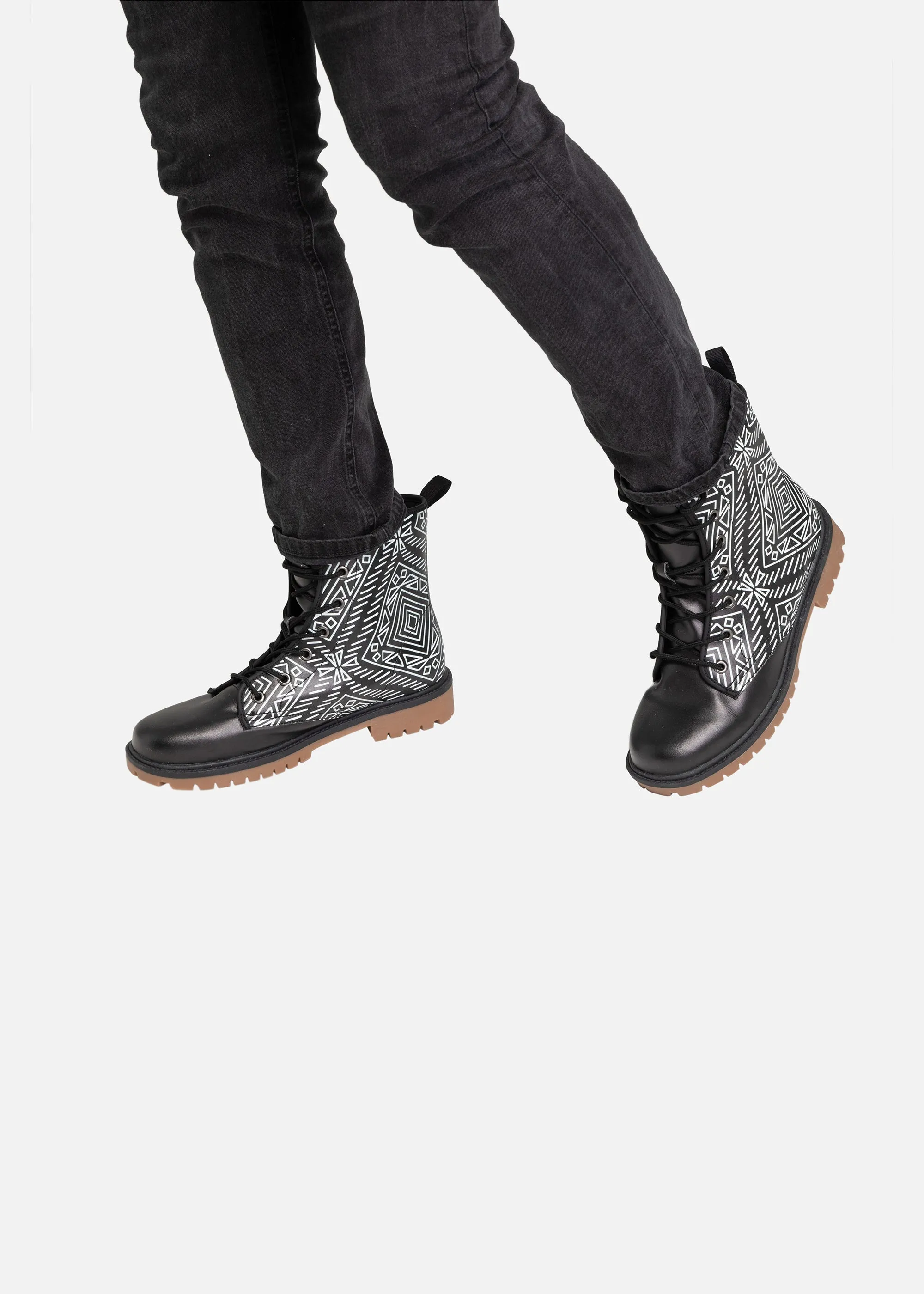 Kazi African Print Leather Lightweight boots