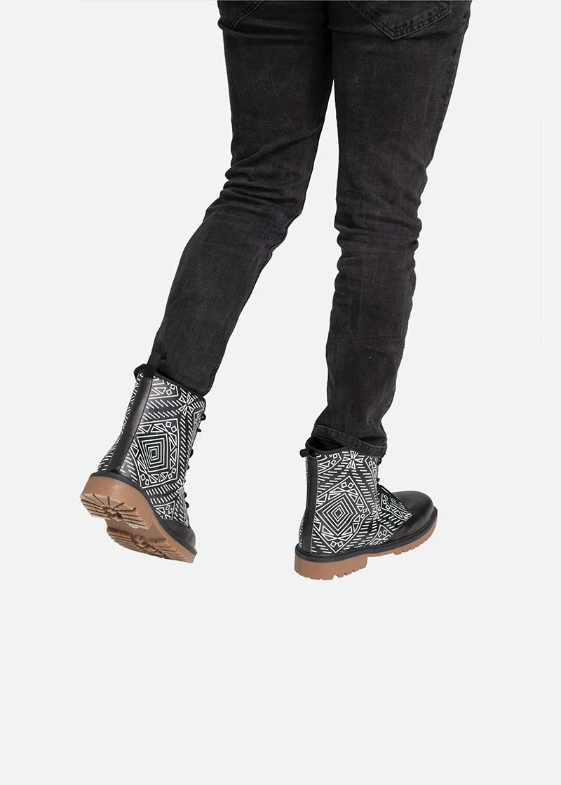 Kazi African Print Leather Lightweight boots