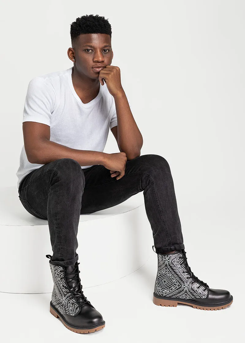 Kazi African Print Leather Lightweight boots