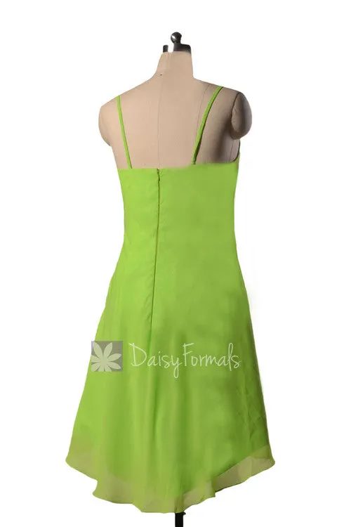 Kelly-Green Chiffon Bridesmaid Dress High Low Beach wedding party dress (BM1732)