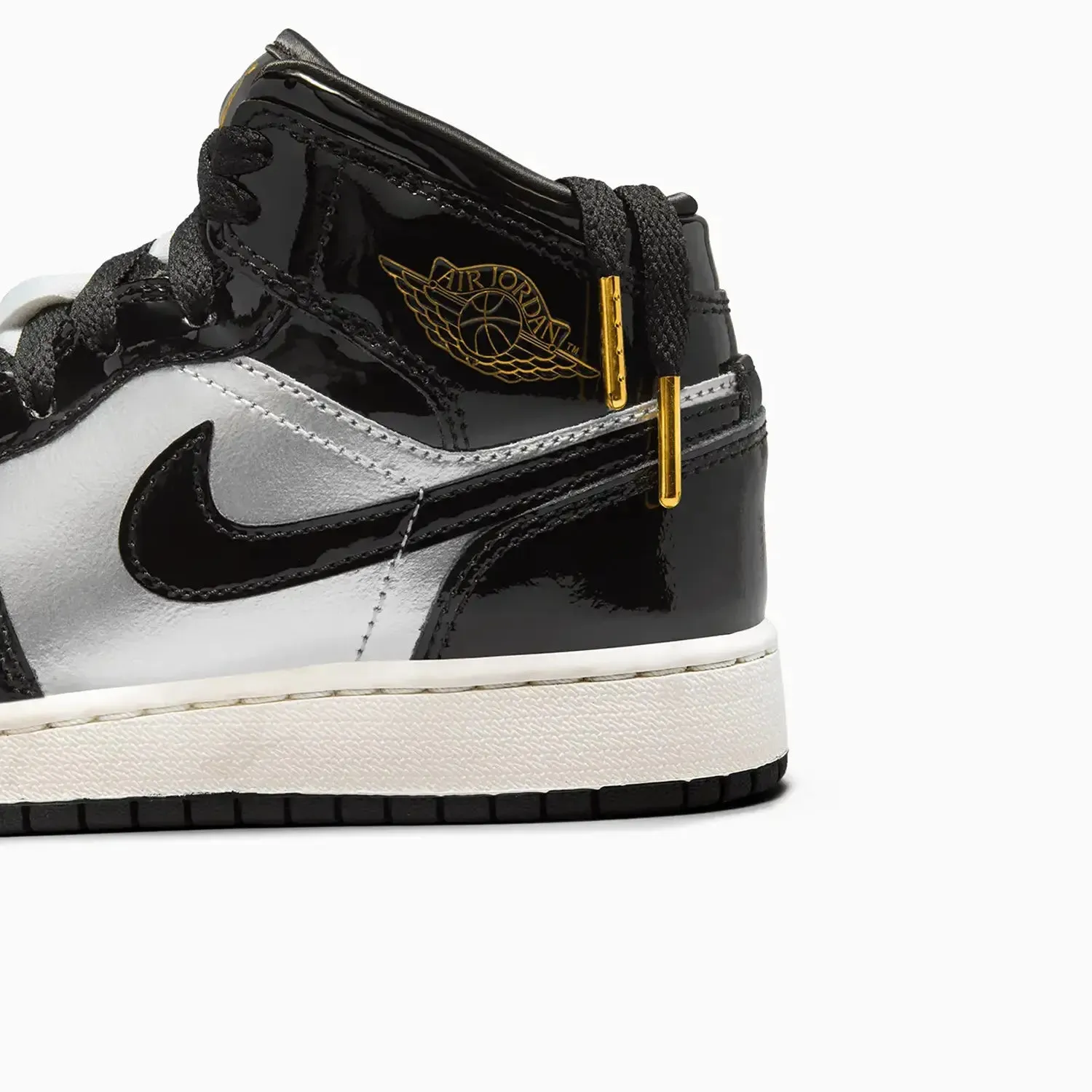 Kid's Air Jordan 1 Mid SE "Black Metallic Silver" Grade School