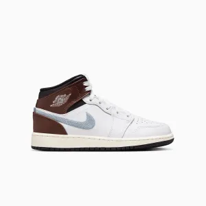 Kid's Air Jordan 1 Mid SE "Brown Blue Grey" Grade School