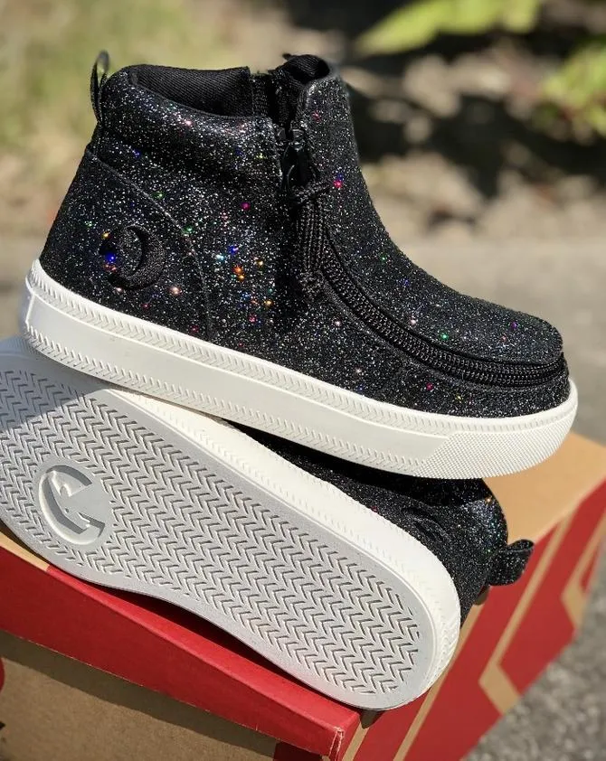 Kids' Black Glitter Billy Mid Tops
