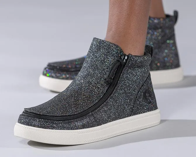 Kids' Black Glitter Billy Mid Tops