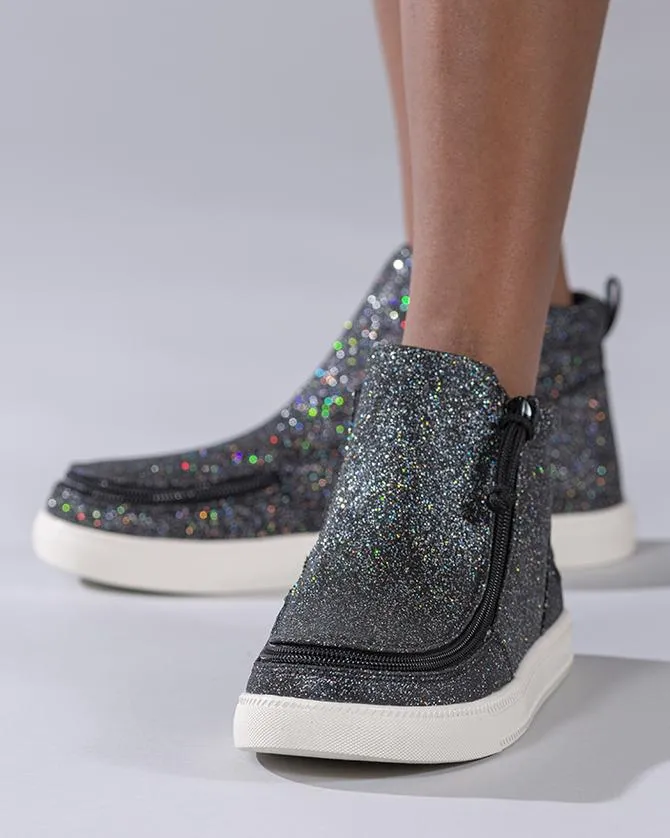 Kids' Black Glitter Billy Mid Tops