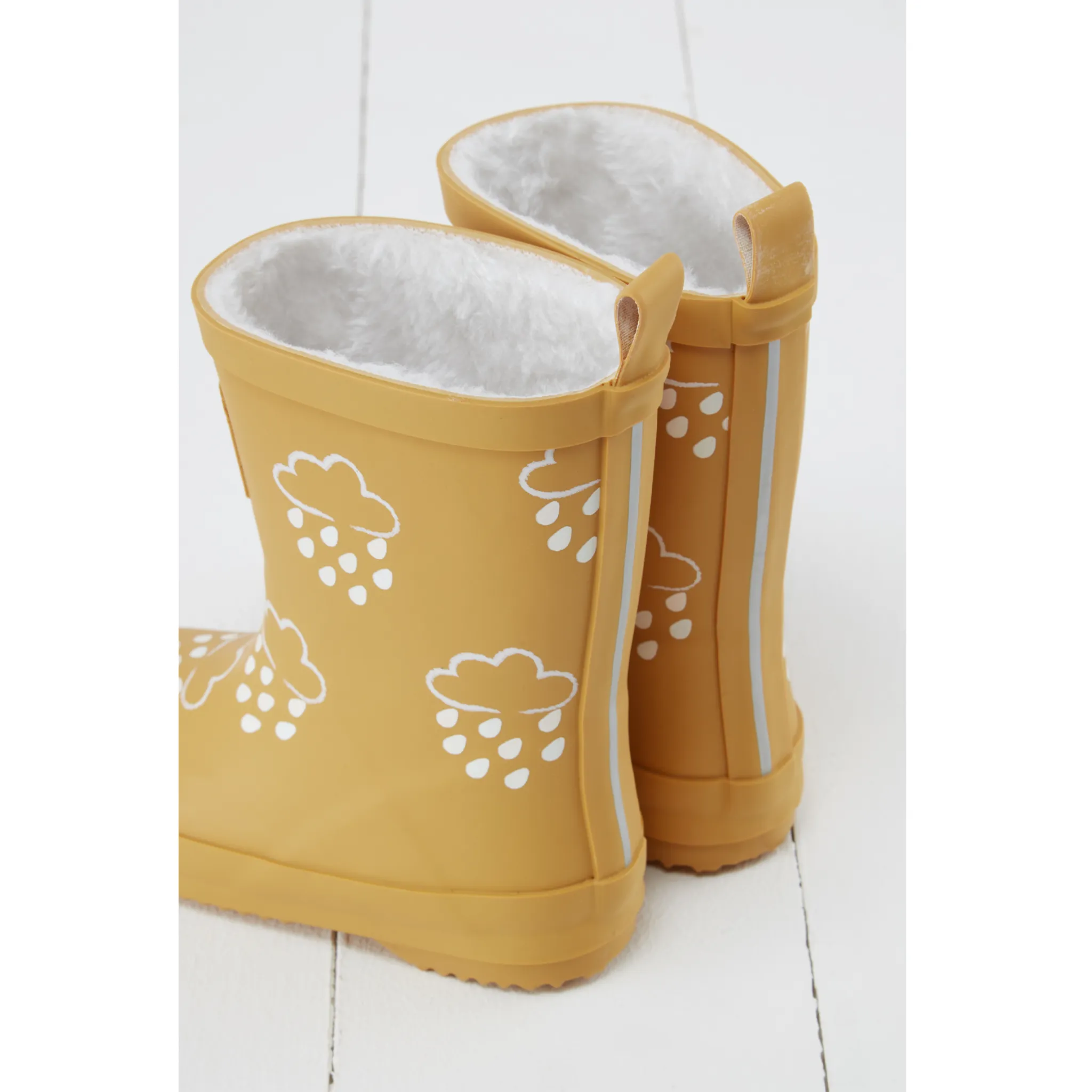 Kids Fleece Lined Wellies - Ochre