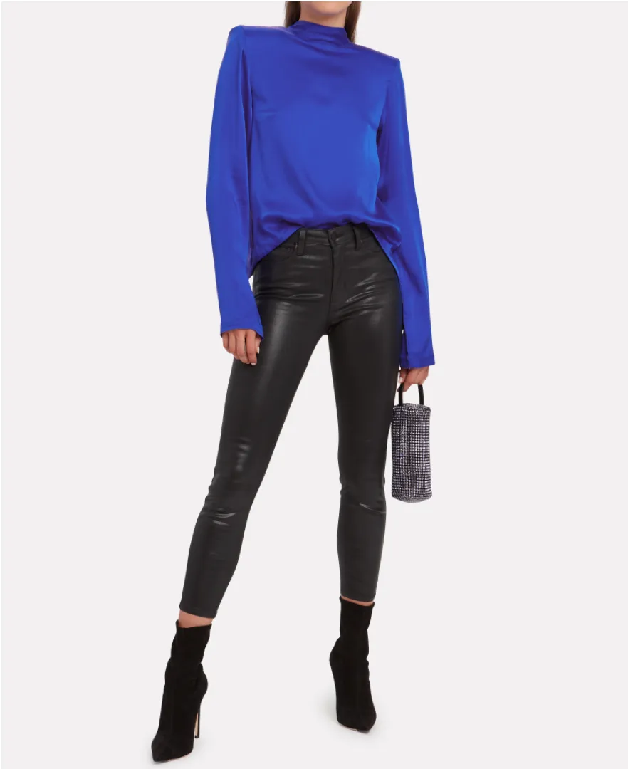 L'Agence Adelaide Skinny Leather Pants in Noir