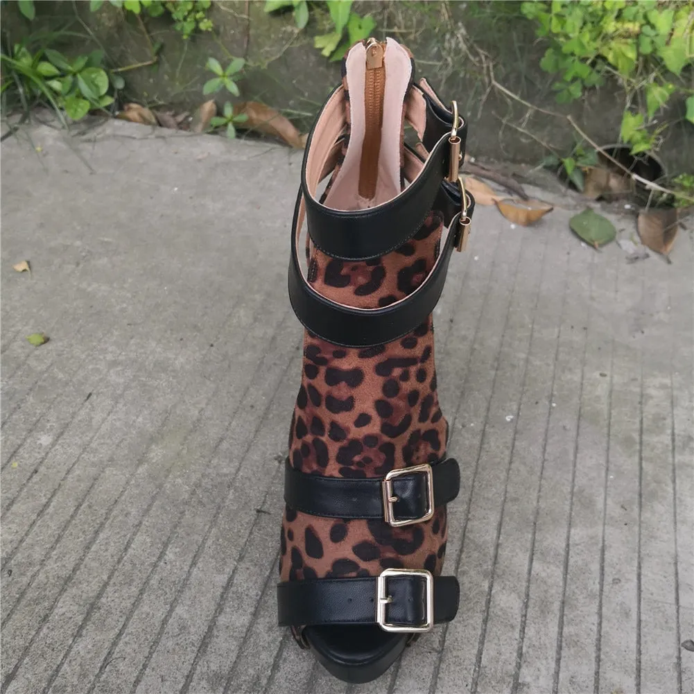 Leopard Sexy Punk High Heels Shoes
