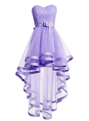 Light Purple Tulle High Low Sweetheart Party Dress, Tulle Homecoming Dress