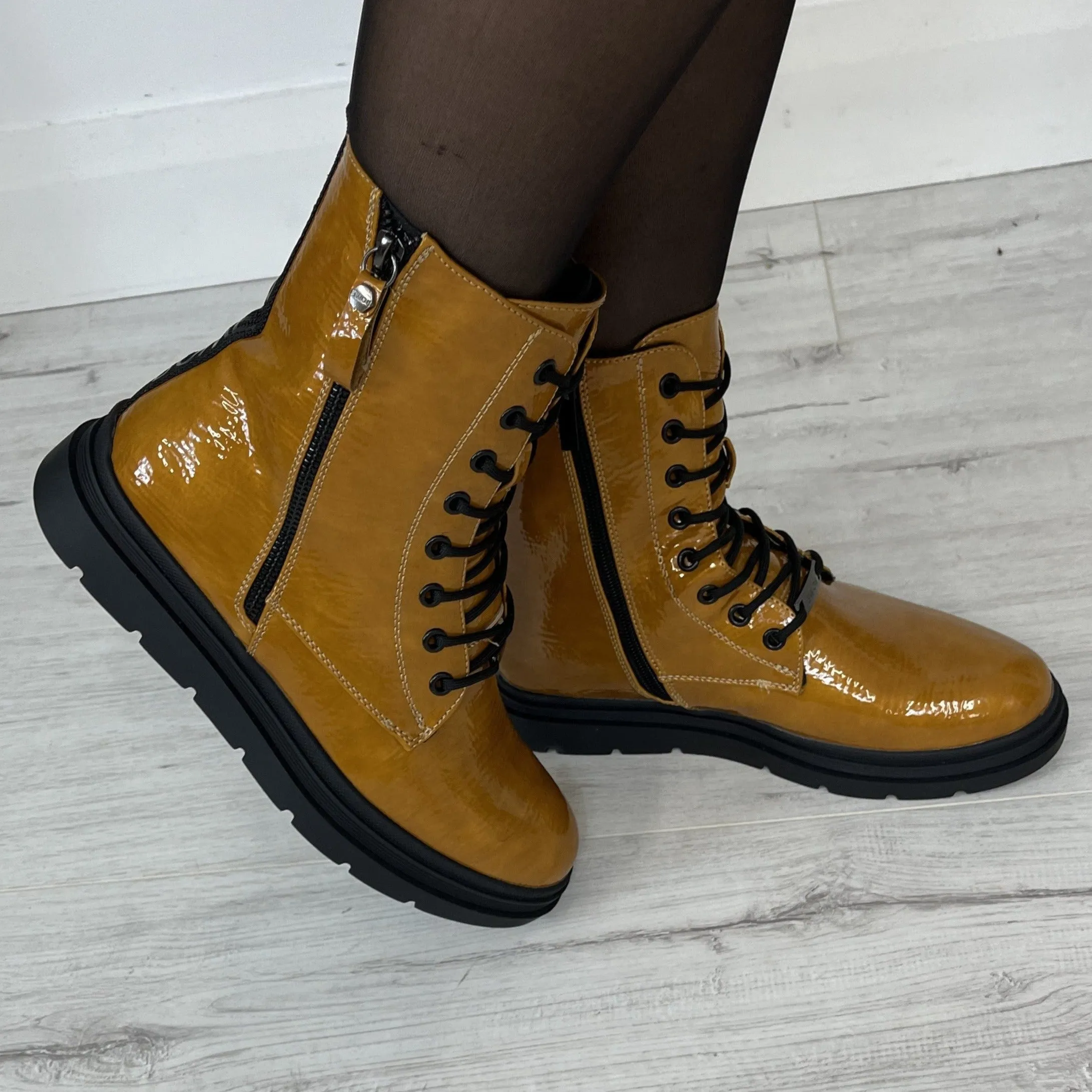 Lloyd & Pryce 'For her' Mahon Dark Mustard Lace Up Boots