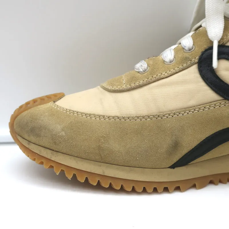 Loewe Flow Runner High-Top Sneakers Gold Nylon & Suede Size 39