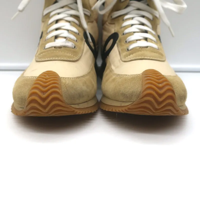 Loewe Flow Runner High-Top Sneakers Gold Nylon & Suede Size 39