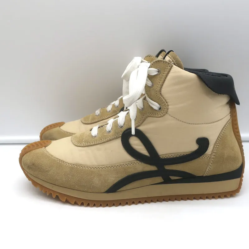 Loewe Flow Runner High-Top Sneakers Gold Nylon & Suede Size 39