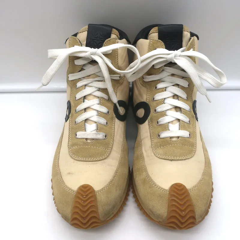 Loewe Flow Runner High-Top Sneakers Gold Nylon & Suede Size 39