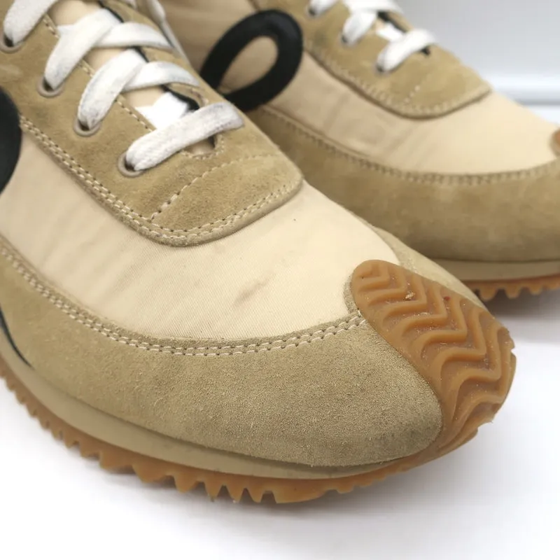 Loewe Flow Runner High-Top Sneakers Gold Nylon & Suede Size 39