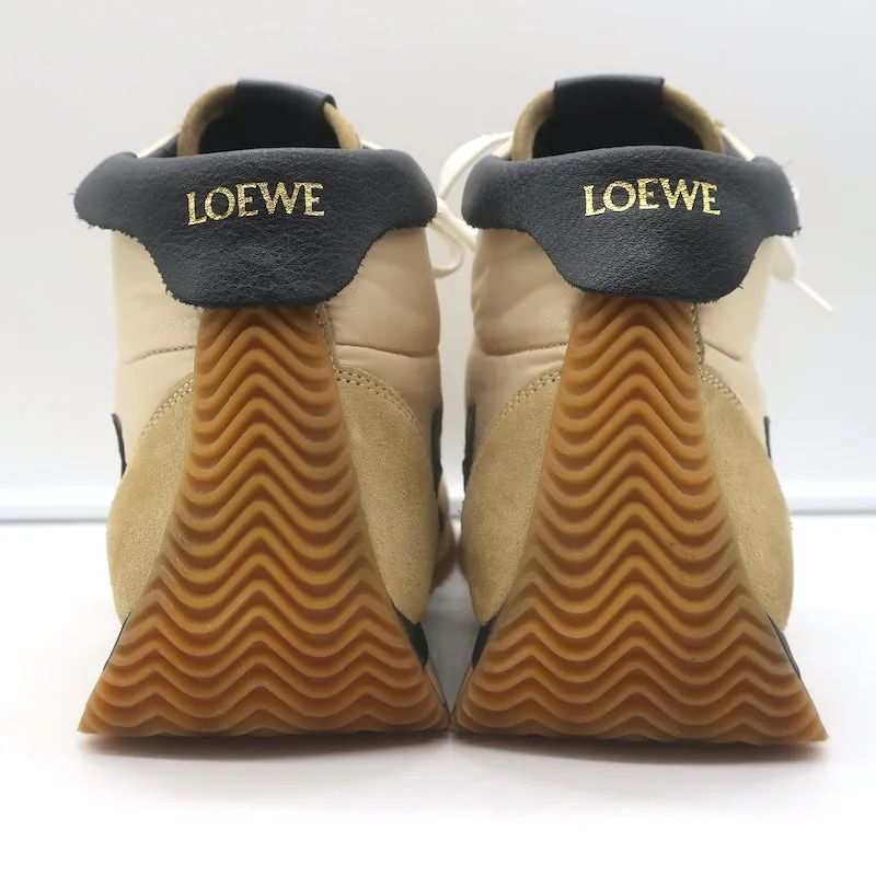 Loewe Flow Runner High-Top Sneakers Gold Nylon & Suede Size 39