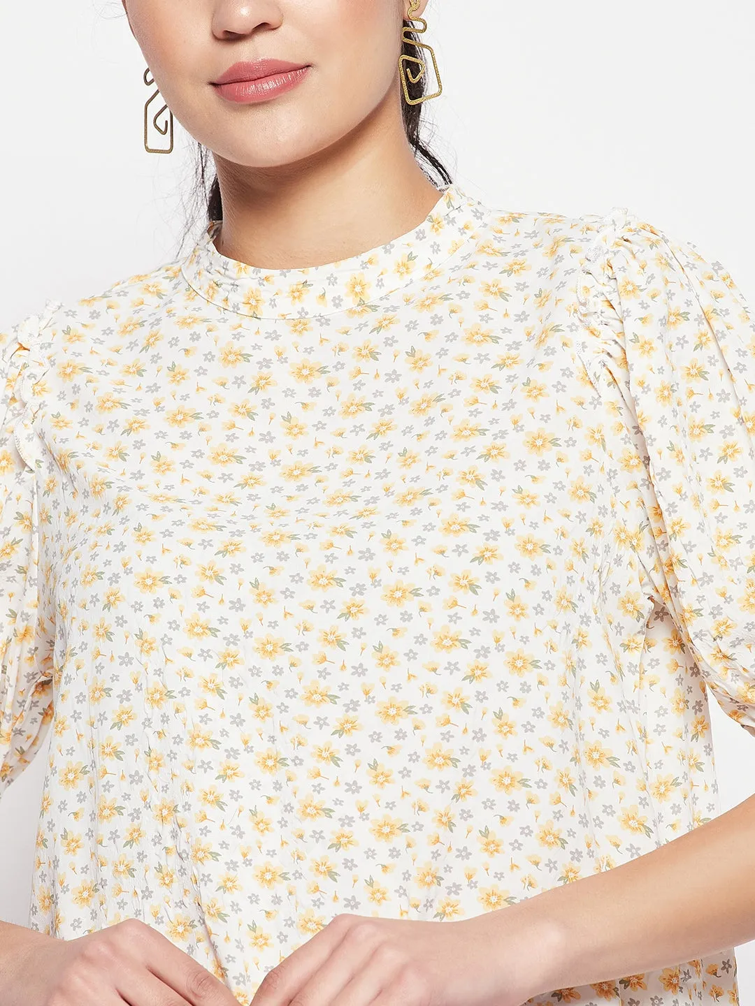 Madame Printed Puff Sleeve Top