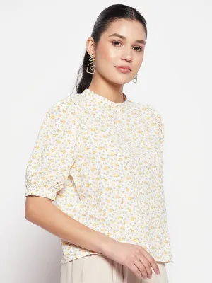 Madame Printed Puff Sleeve Top