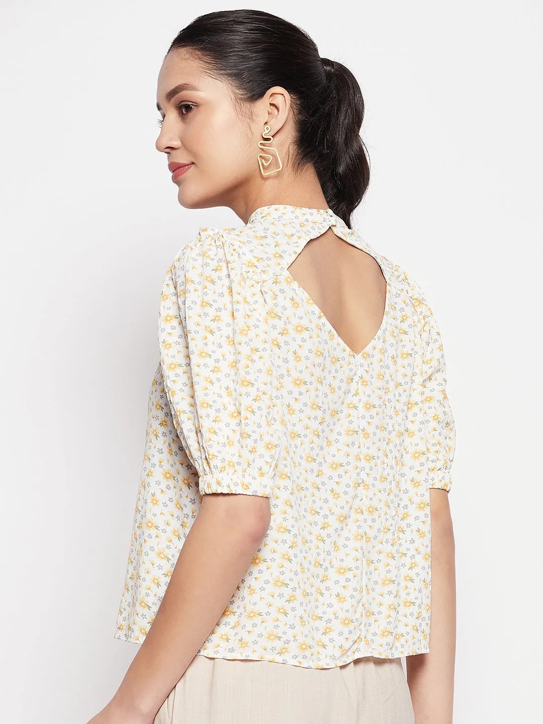 Madame Printed Puff Sleeve Top