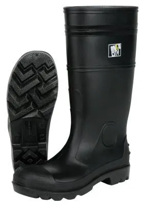 MCR Safety Steel Toe Boots, Size 6, 16 in H, PVC, Black, PBS1206