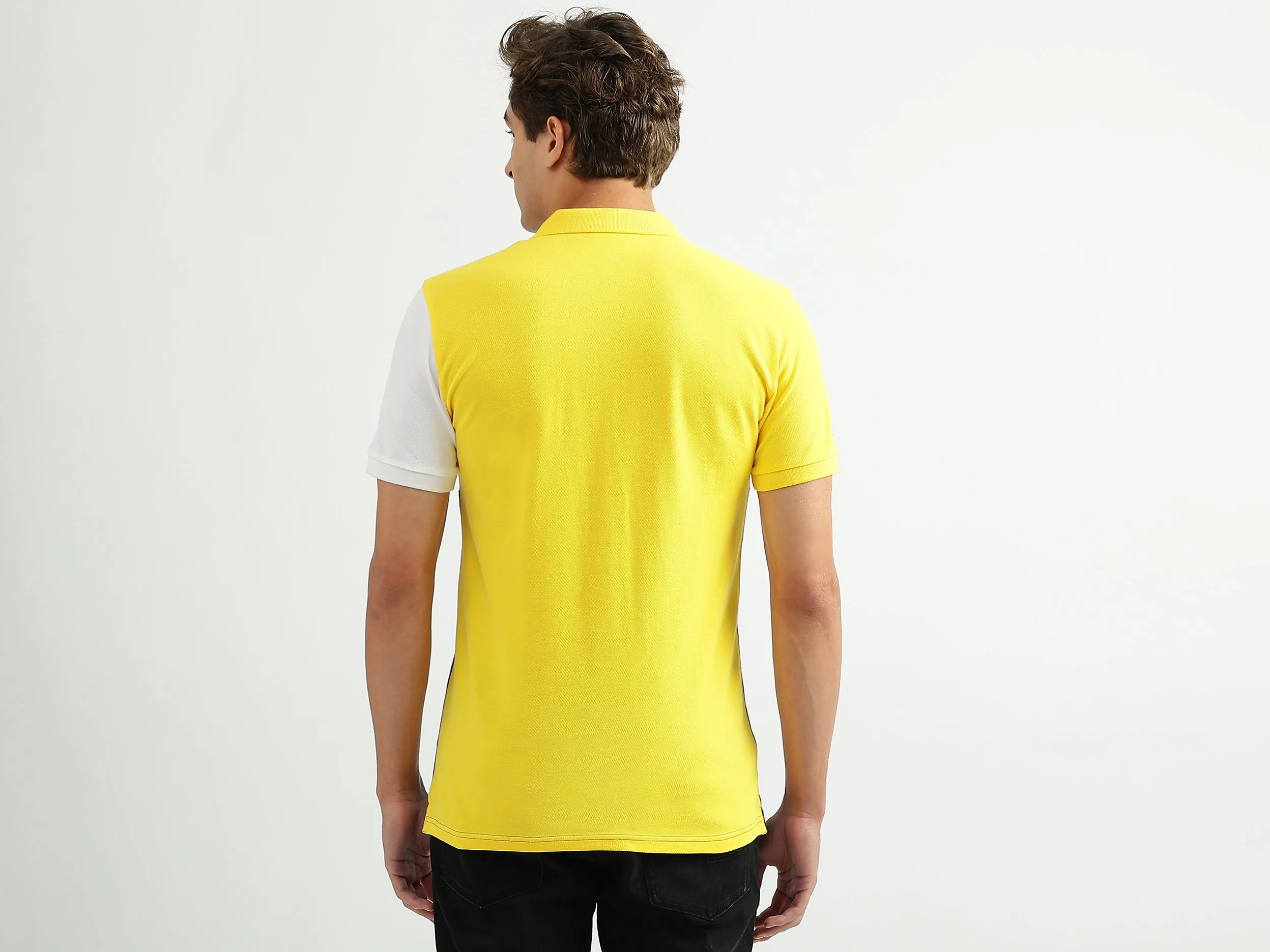 Men Color Blocked Polo Collar T-shirt