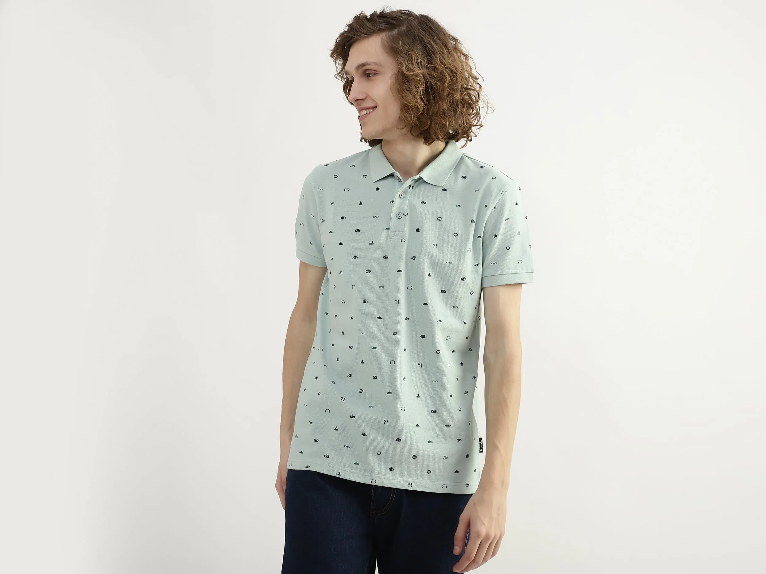 Men Printed Polo Collar T-shirt