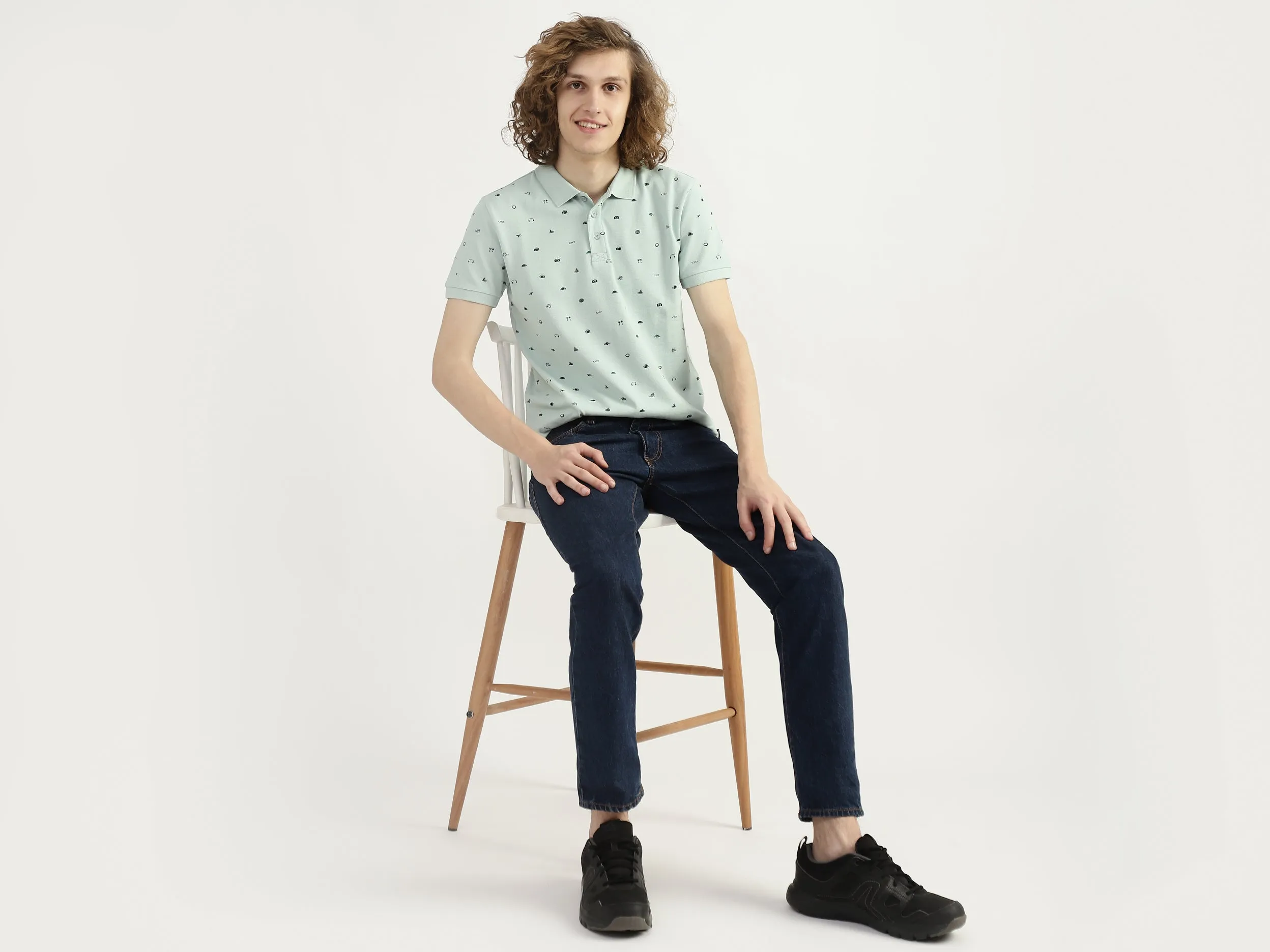 Men Printed Polo Collar T-shirt