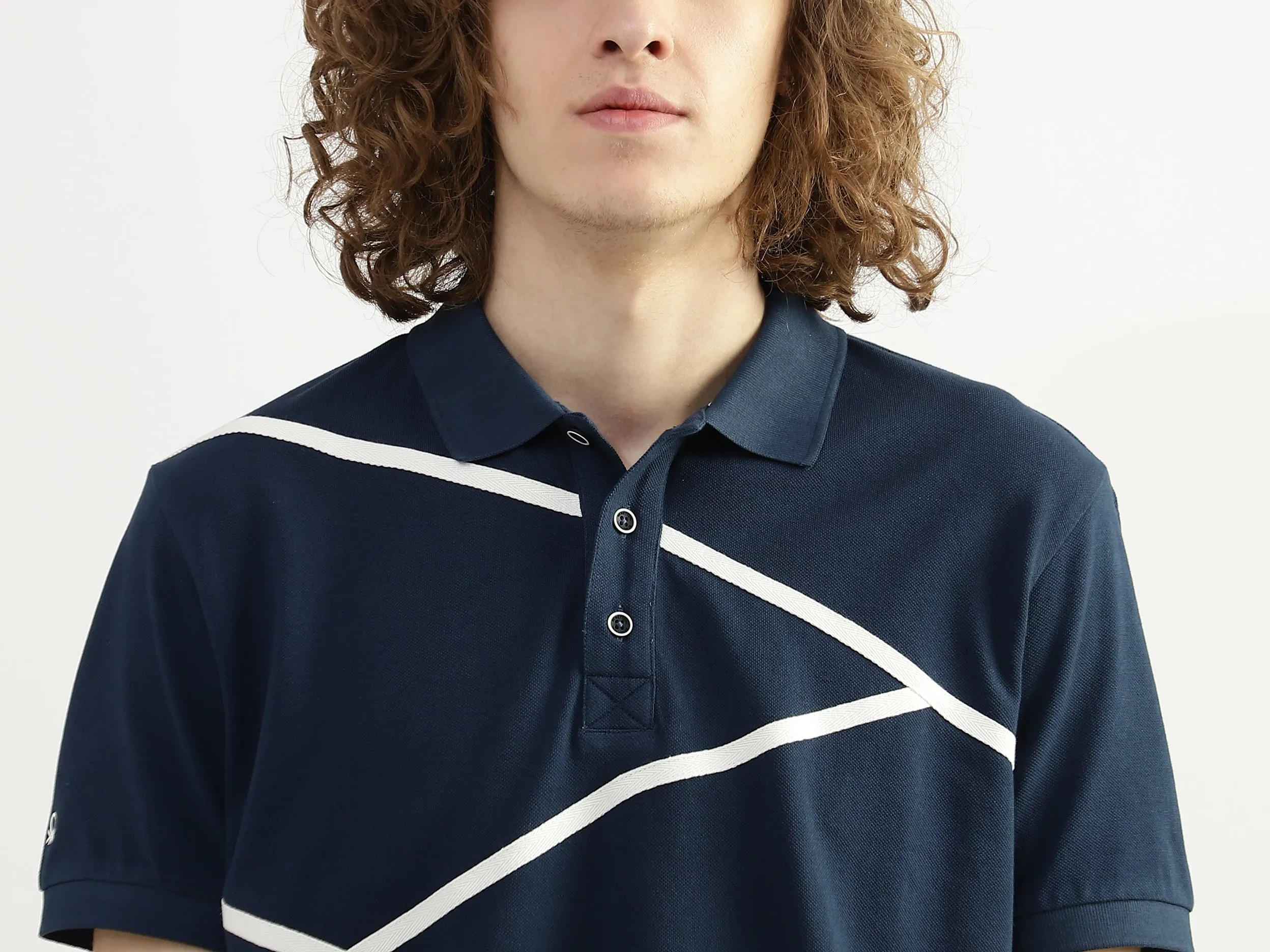 Men Striped Polo Collar T-shirt