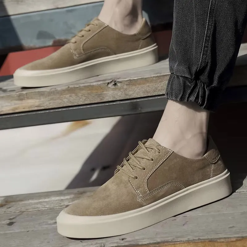 Men's Sand Leather Suede Height Increasing Sneakers | Formal Business Style, Comfortable Fit, Slip-On Design