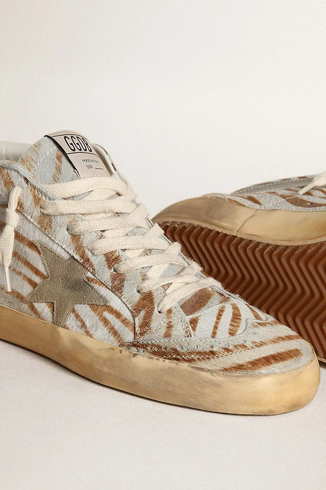 mid star devore' zebra horsy suede star - beige brown/taupe/silver/honey