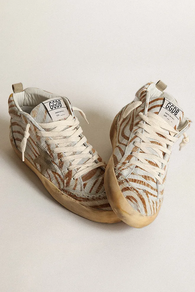 mid star devore' zebra horsy suede star - beige brown/taupe/silver/honey