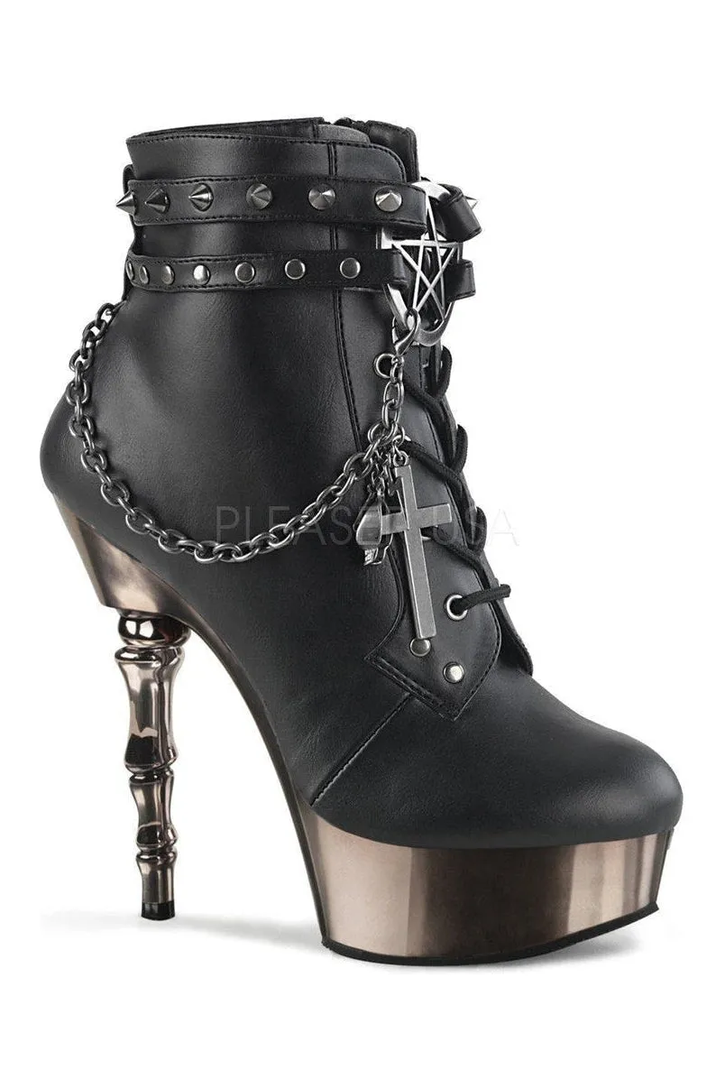 MUERTO-1001 Demonia Ankle Boot | Black Faux Leather