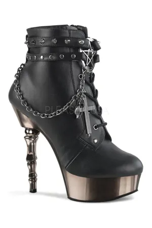 MUERTO-1001 Demonia Ankle Boot | Black Faux Leather