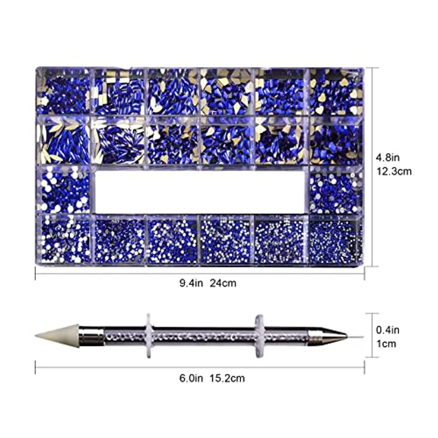 Nail Art Rhinestones Kit, Multi Shapes AB Rhinestones for Nails, 21 Grids Flatback Glass Nail Gems Stones Set 3D Crystals for Nails Diamond Art DIY Crafts Accessories