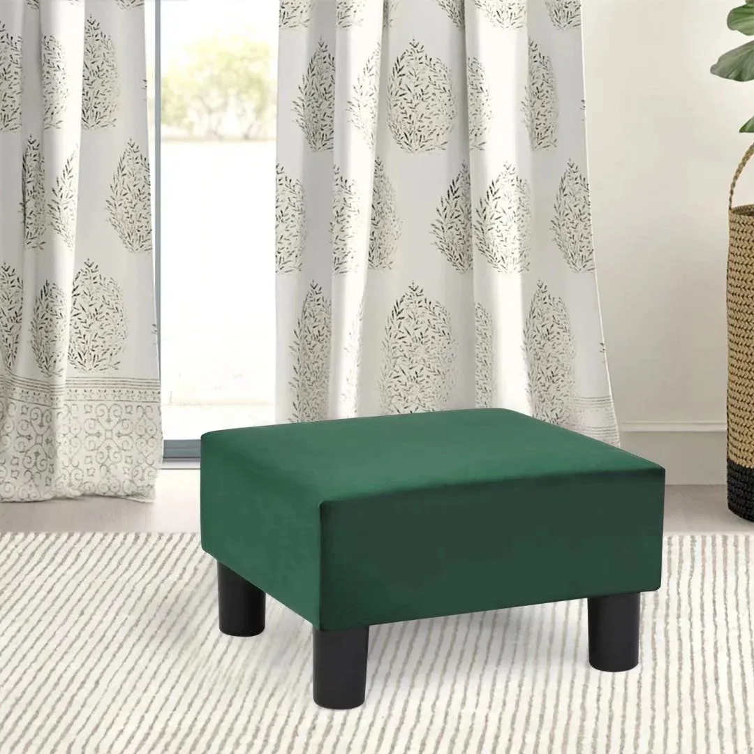 NEW Mugisha Modern Square Ottoman - Green Cotton Blend!