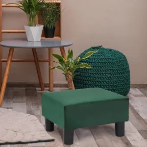 NEW Mugisha Modern Square Ottoman - Green Cotton Blend!
