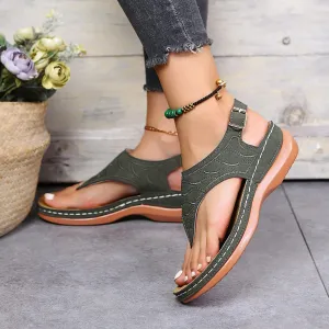 NEW Sandals for Women Flats Flip Flops Shoes with Buckle Ankle Strap Comfortable Bohemian Flat Shoes for Women Sandals Breathable Dressy Summer Shoes Outdoor, Green, Sz 8