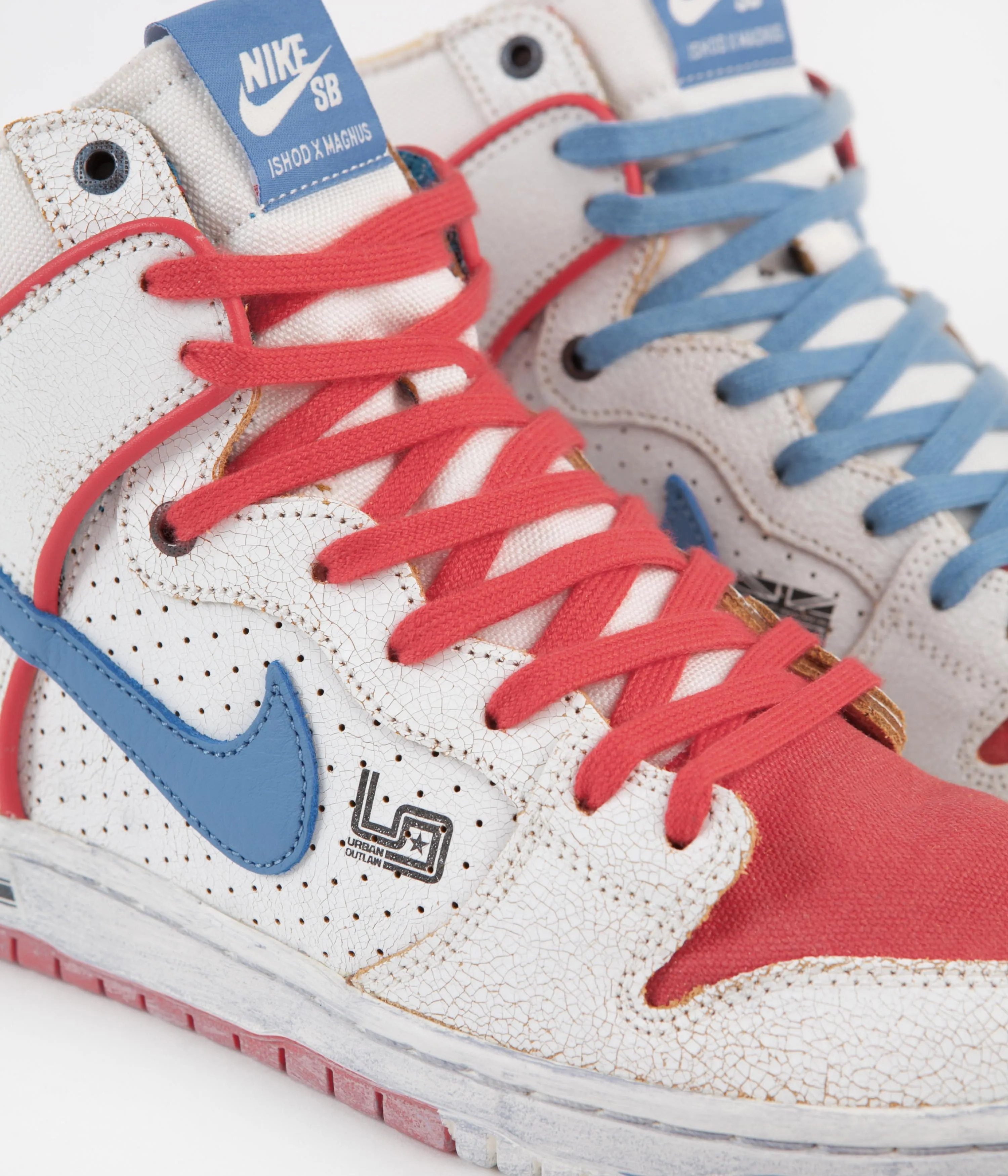 Nike SB x Ishod Wair x Magnus Walker Dunk High 911 Shoes - Sail / Blue Beyond - Track Red