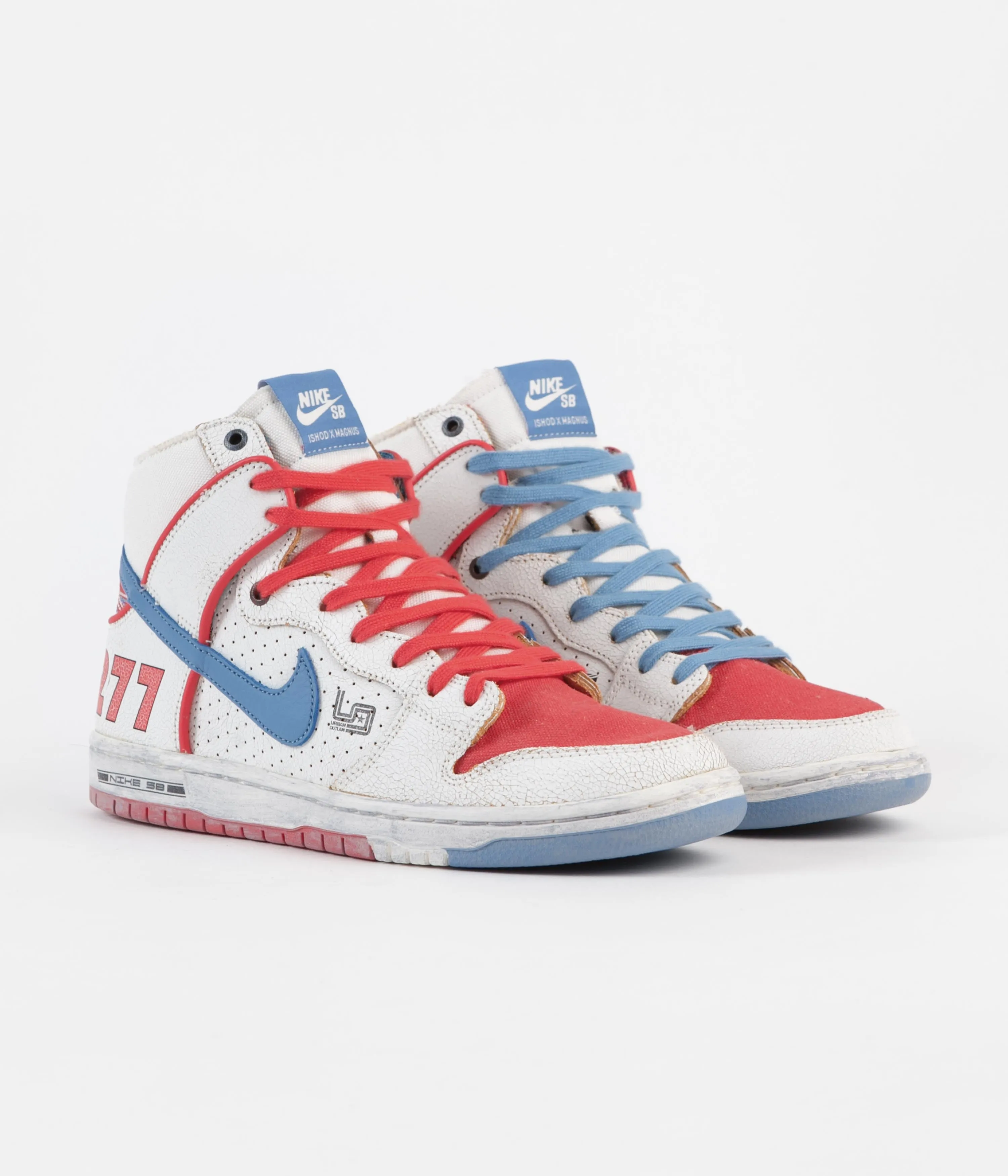 Nike SB x Ishod Wair x Magnus Walker Dunk High 911 Shoes - Sail / Blue Beyond - Track Red
