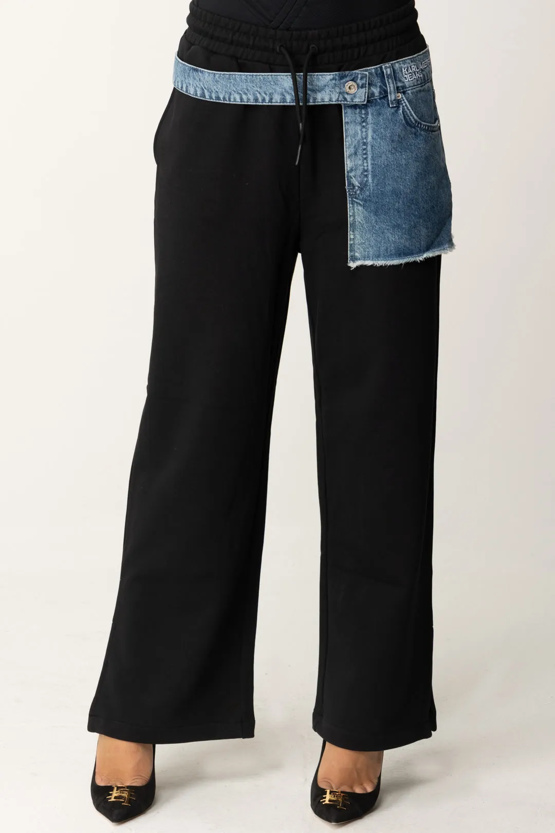 Pantaloni con Inserto In Jeans
