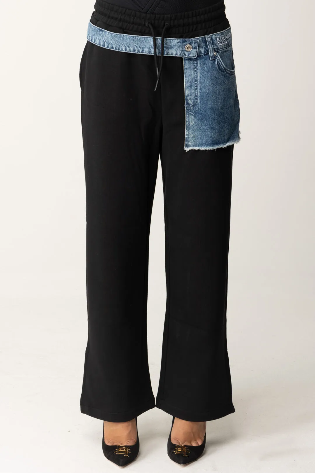Pantaloni con Inserto In Jeans