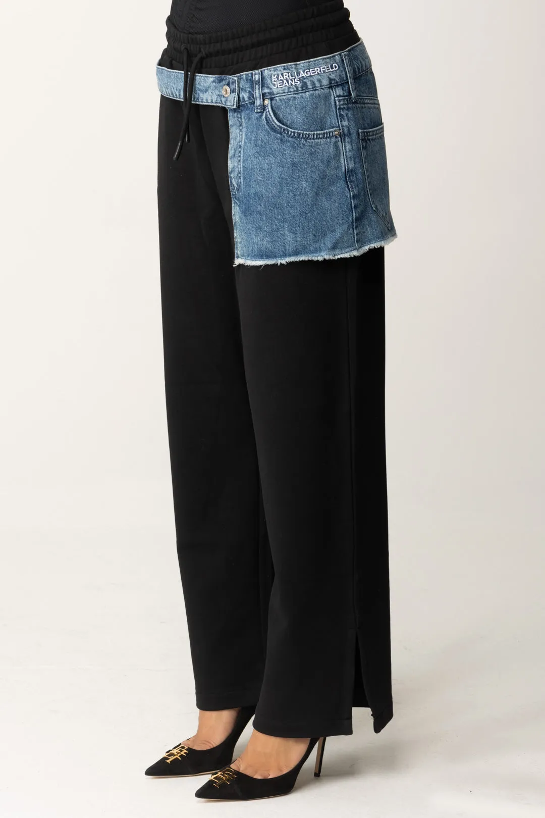 Pantaloni con Inserto In Jeans