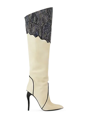Persephone Embellished Vegan Leather Over-the-knee Boots