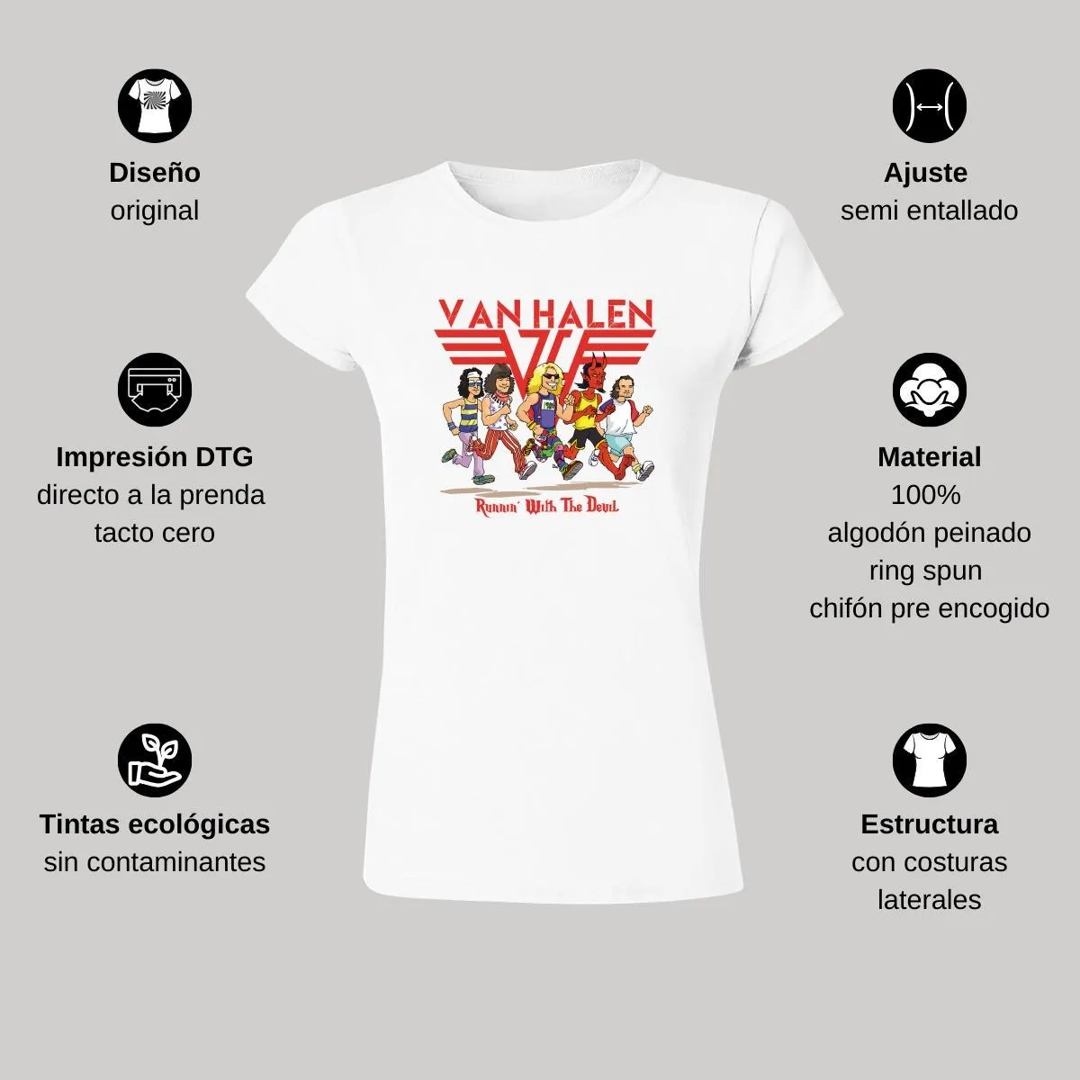 Playera Mujer Rock Van Halen Running with the devil 1005B